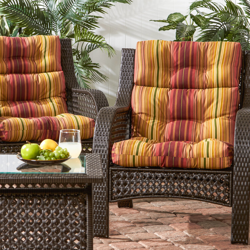 Lester Outdoor High Back Chair Cushion, Kinnabari Stripe, 2