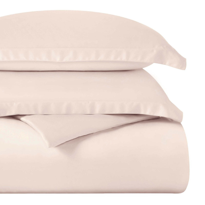 Egyptian Cotton 400 Thread Count Solid Luxury Duvet Cover Set with Pillow Shams, Pink, King/California King + 2 King Shams