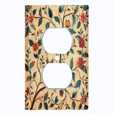 Metal Light Switch Plate Cover; US Standard Size 4 Gang Toggle - Vintage Flowers