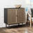 Wood & Rattan Storage Cabinet in Black Oak-96206063