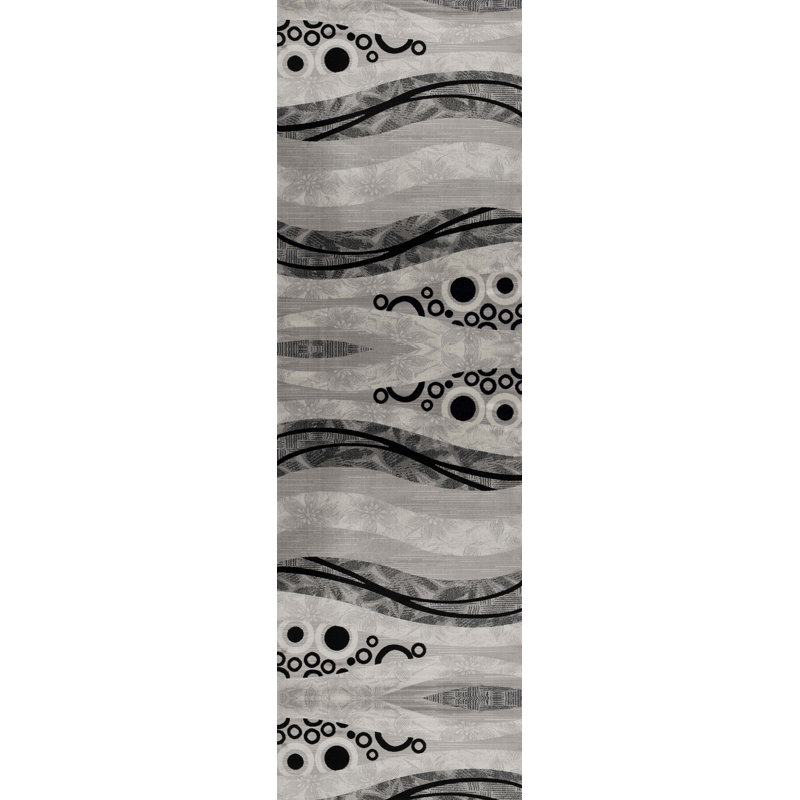 Dillup-Jones Abstract Grey Area Rug, Runner 2'3" x 14'
