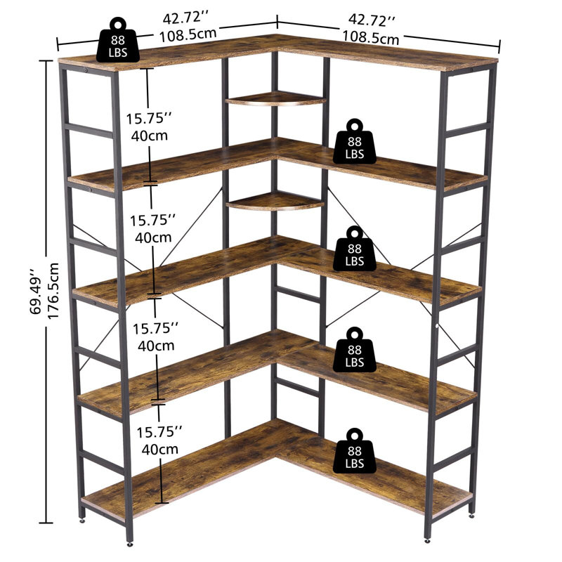 Bibliothèque standard Cloudview H 46,85 "x l 15,35", Brun