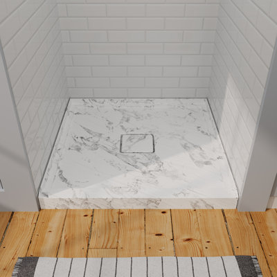 36 in. L X 36 in. W White Alcove Square Acrylic Bathroom Shower Pan Base in White with Center Drain Hole