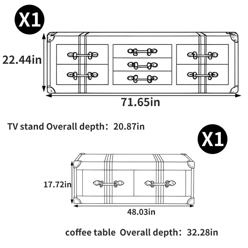 High luxury TV stand tea table combination
