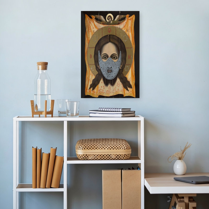 «Masked Christ Icon Modern Abstract Contemporary Portrait», reproduction d'art mural, 18" H x 12" W