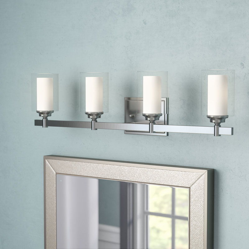 Éclairage pour meuble-lavabo 4 lumières Edwina, Nickel poli brossé