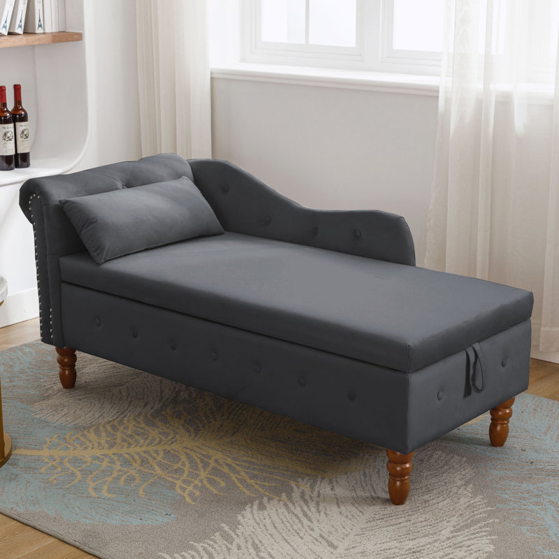 Méridienne pour chambre à coucher avec rangement et coussin, Black