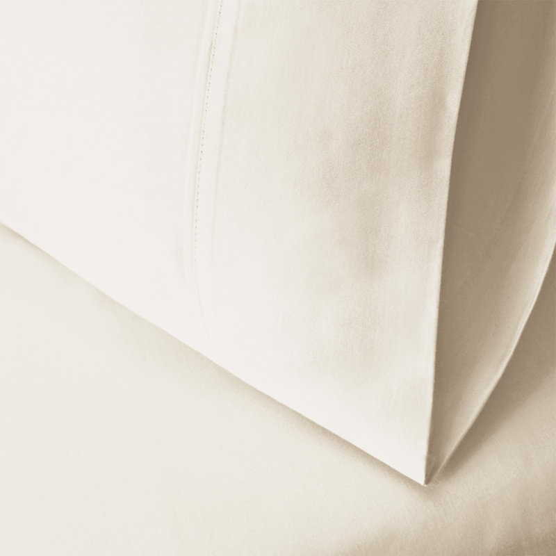 Cotton Blend 600 Thread Count Solid Pillowcase, Standard, Ivory