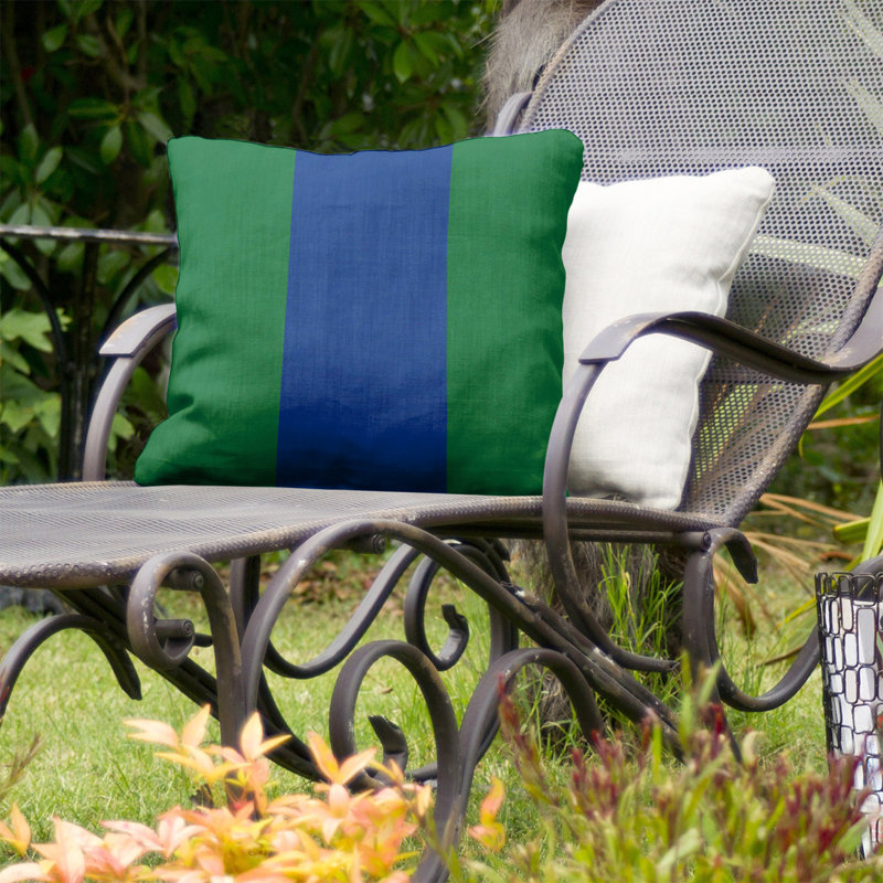 Coussin décoratif d'intérieur/d'extérieur, 16 po x 16 po, Vert / bleu