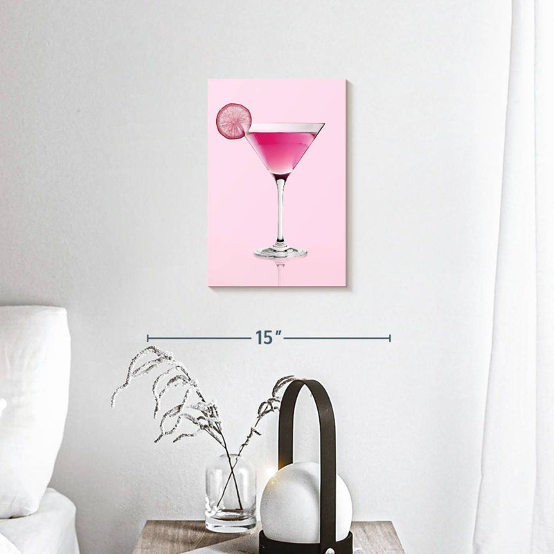 Impression sur toile rose martini, H 12 po x l 8 po x P 1 po