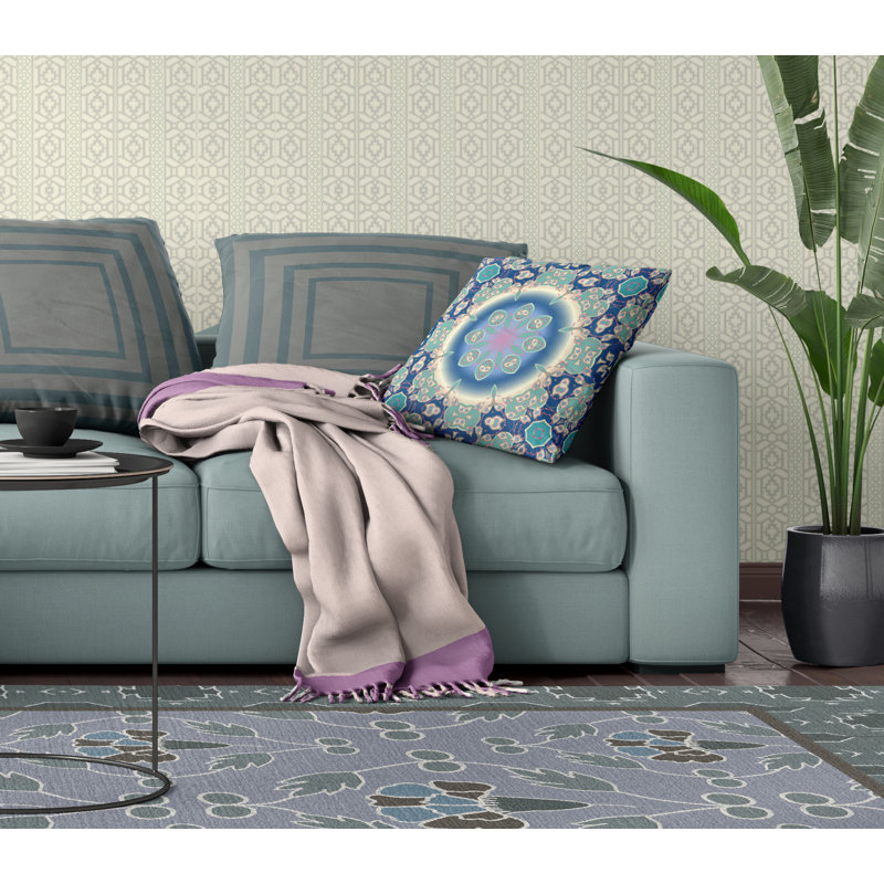  Housse de coussin carré et insert, H 16 po x l 16 po, Bleu / turquoise, Fermeture éclair
