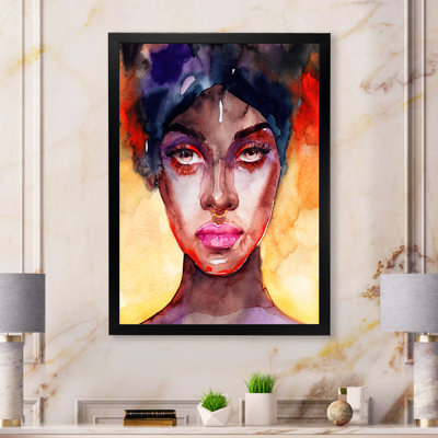 Portrait d'une jeune femme afro-américaine - reproduction d'art sur toile glam