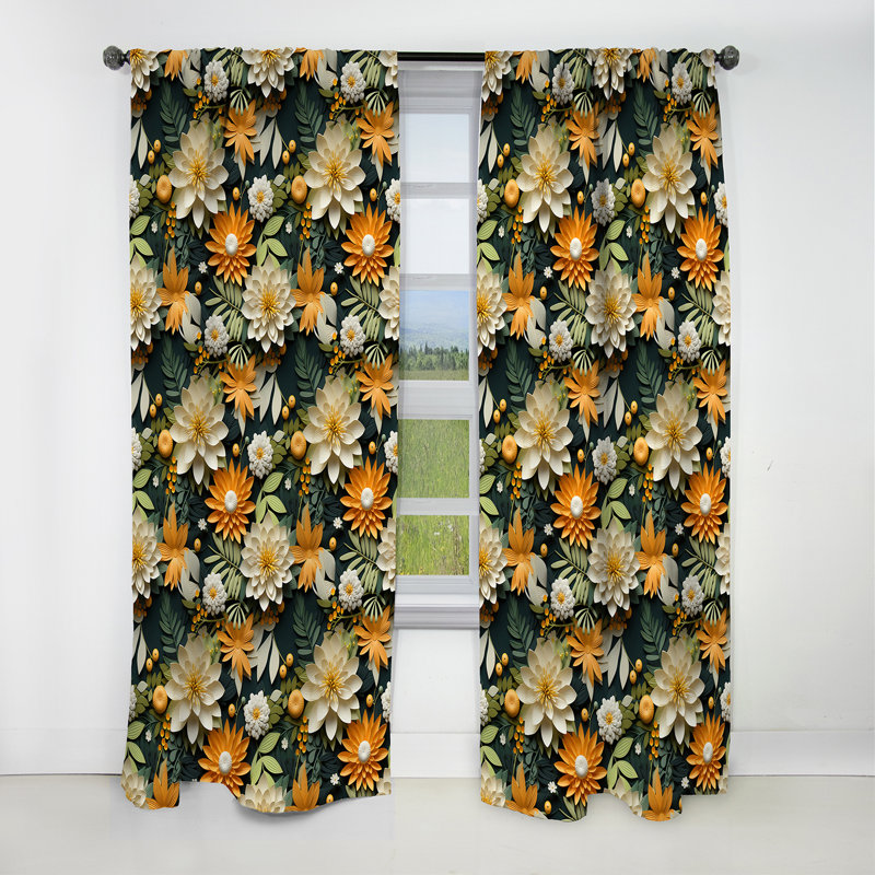 Mangue Bloom motif tropical III - Rideau floral - Rideau occultant floral - 1 panneau, L 52 po x L 63 po