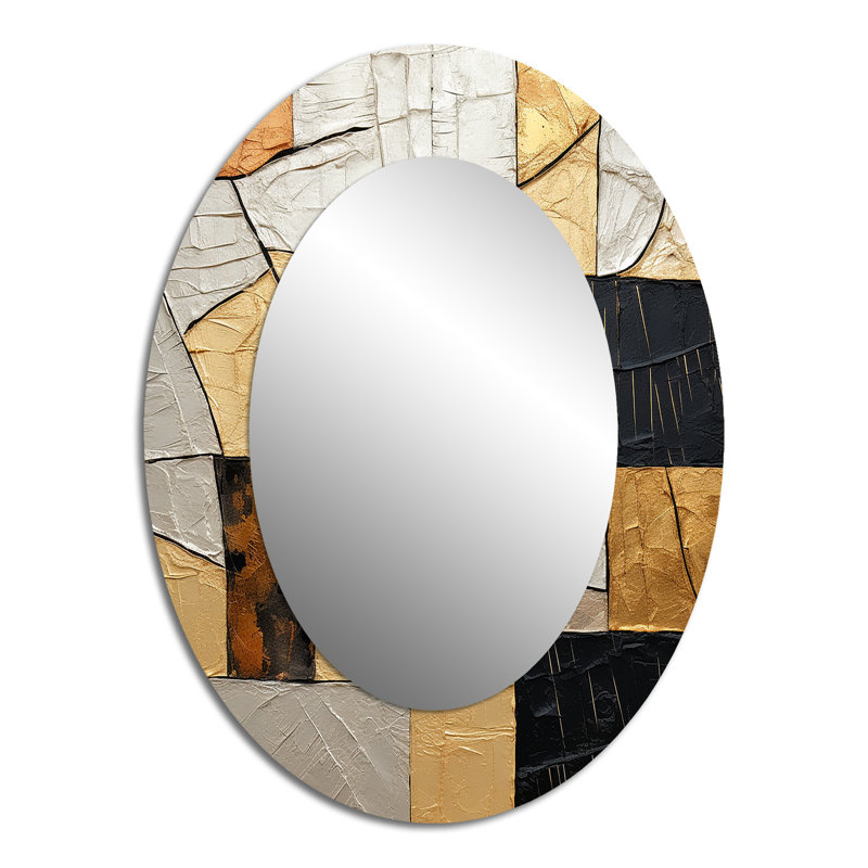 Décoration de miroir mural noir et or noir Poteries II, 40 po x 30 po