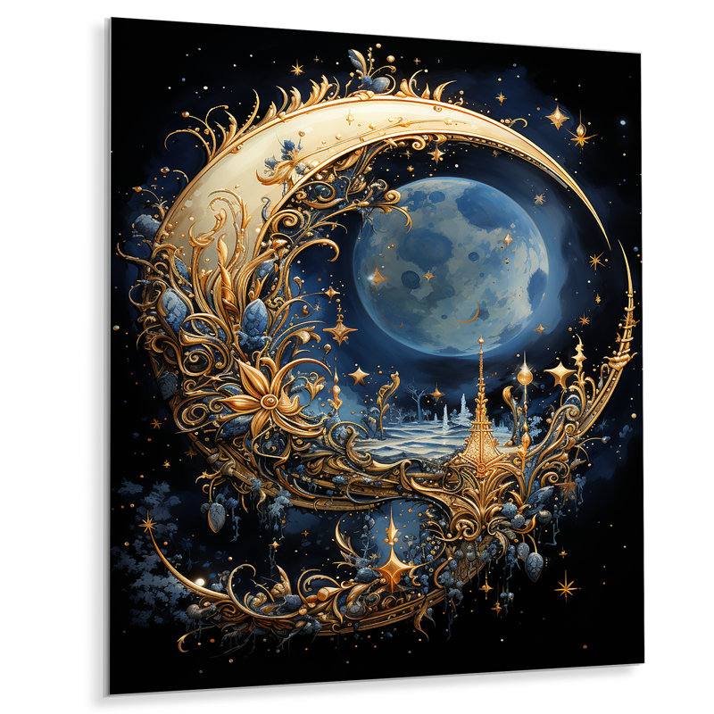 Art de l'Islam, croissant de lune II, reproduction d'art en métal, H 40 po x l 30 po