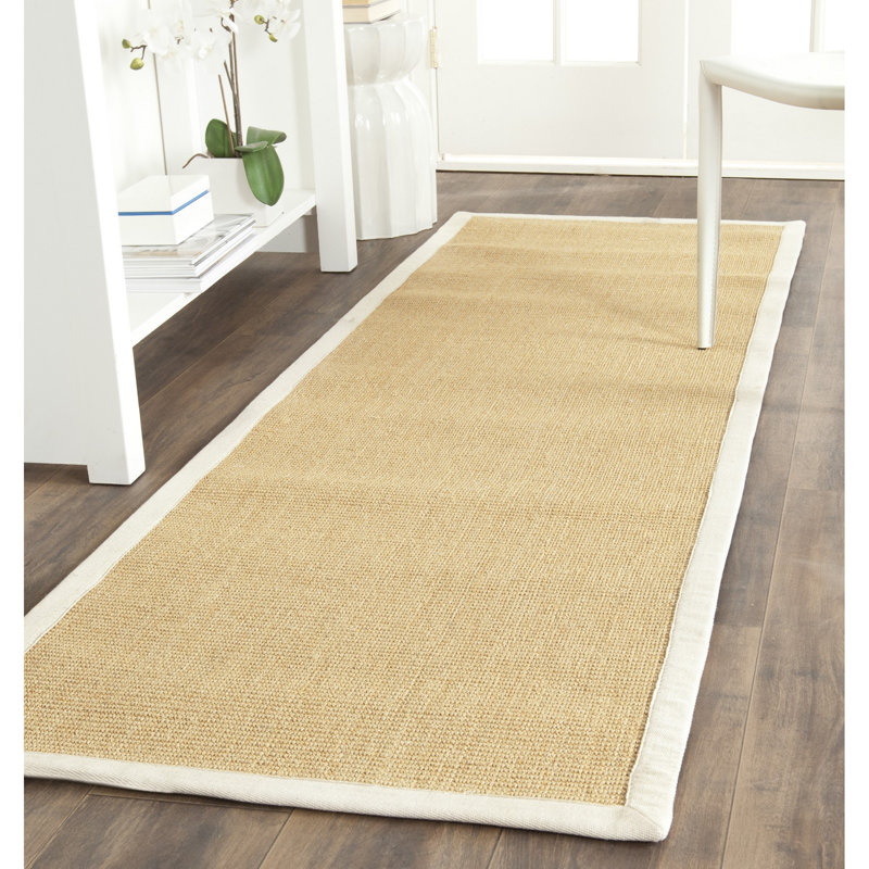 Nazli Natural Fiber Sisal With Latex Solid Color Rug, Runner 2'6" x 8'