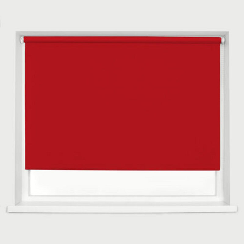 Indoor Blackout Trimmable Roller Blind – Custom Fit Window Shade with Light Control & Privacy, Red, 210cm L x 90cm W