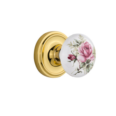 Rosette classique avec bouton de porte en porcelaine blanche