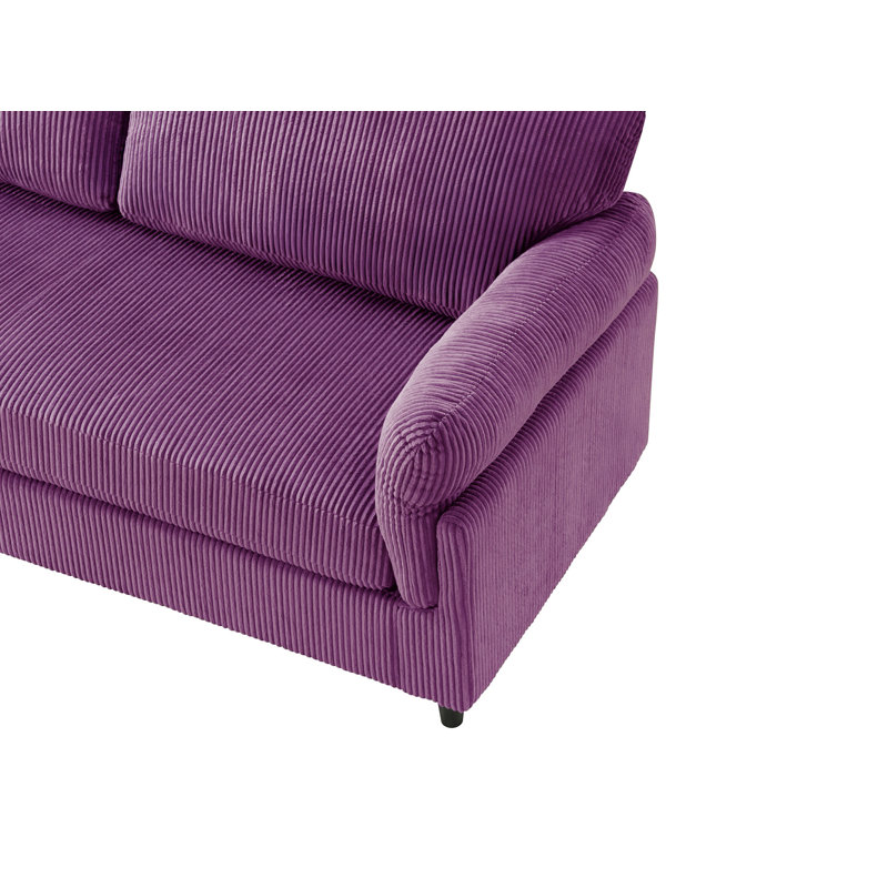 Canapé rembourré en velours côtelé 82,6 po, Mauve