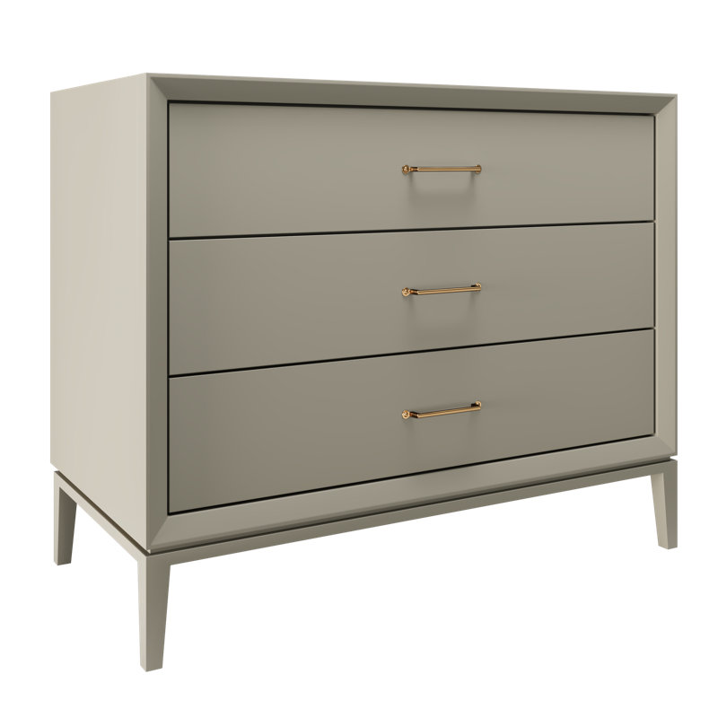 Alexandra Three-Drawer Single Bath Vanity, 42", French Olive, Satin Gold