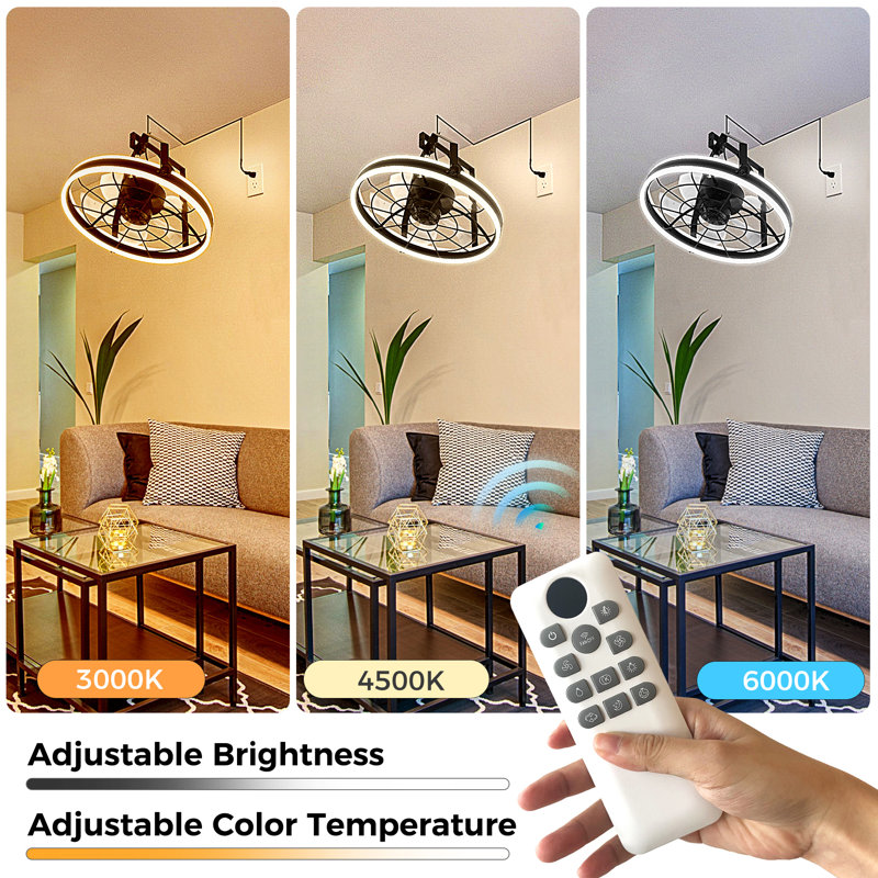 20'' (W) Remote LED Ceiling Fan With Light, 6 Speeds Reversible Fandelier Ceiling Fan