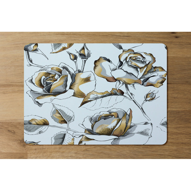 Polla Polyester-Coated Hardboard Floral Rectangle Placemat