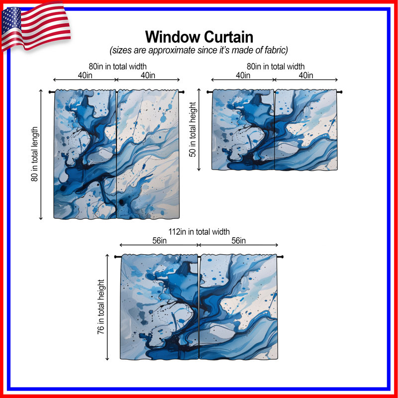 Rideaux abstraits abstraits et transparents - 2 panneaux, 40in x 60in - 2 panels, Transparent
