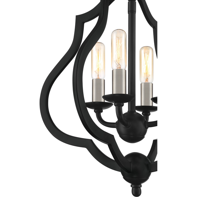 Plafonnier semi-encastré géométrique de style lustre à 4 lumières de 15 po Borger, Noir mat