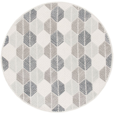 Reaksmey Hand Tufted Wool Viscose Cotton with Latex Geometric Rug in Gray/Ivory
