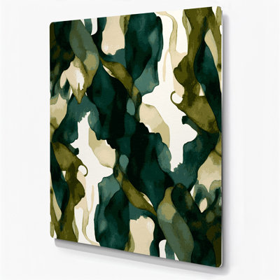 Abstract Watercolor 21 Green Metal Wall Art