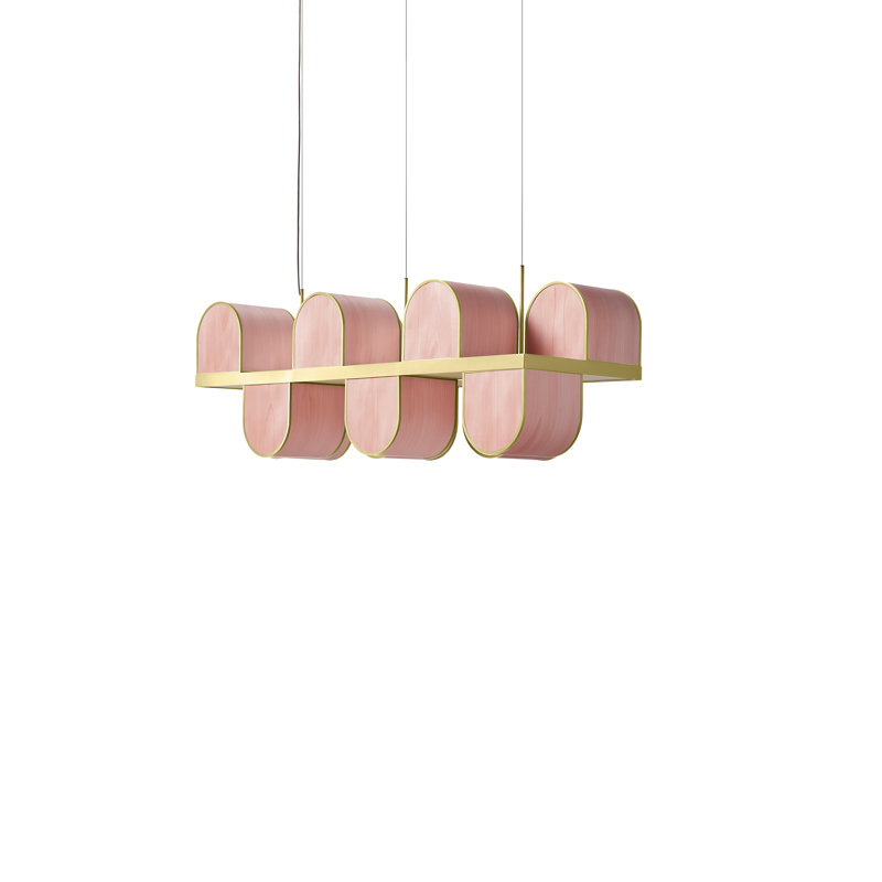 Osca Large Suspension Light - E26 Base - Gold - Pale Rose Shade, Pale Rose