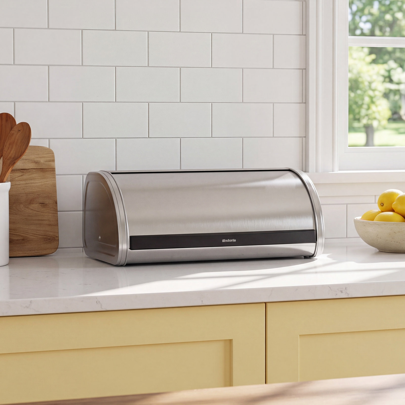 Brabantia Roll Top Bread Box, Matte Steel Fingerprint Proof