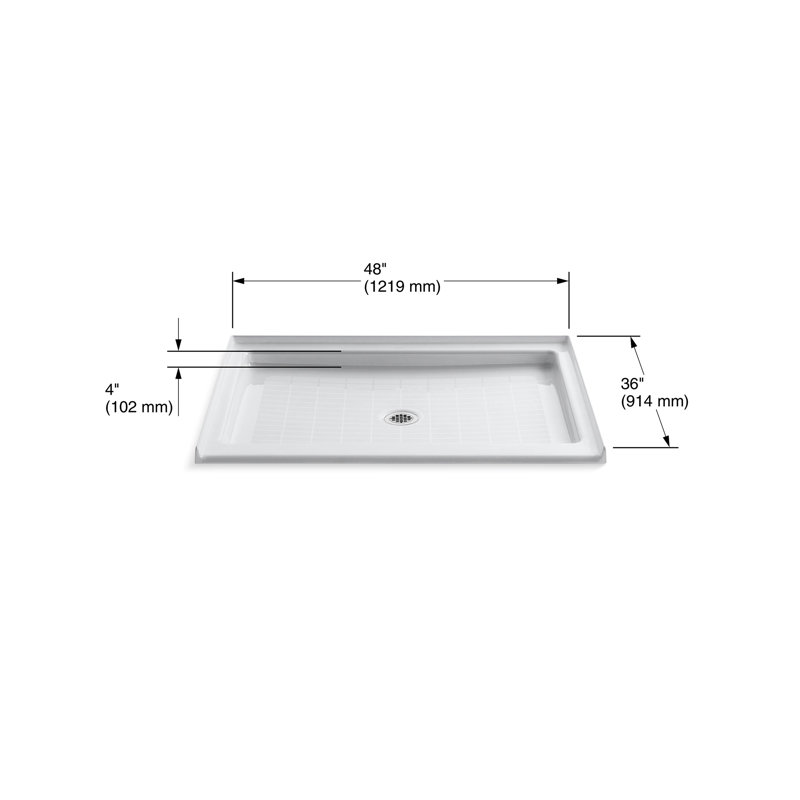 Purist® 48" W x 36" D Cast Iron Shower Base, White