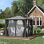 Pavillon de jardin 10 x 10 pi avec structure en métal noir et polyester, carré extérieur 10 pi x 10 pi