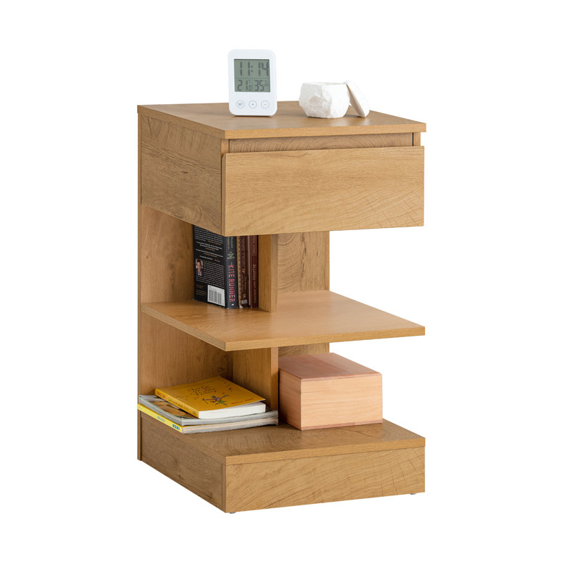 Irasville 39cm W Manufactured Wood Bedside Table, Wooden Natural