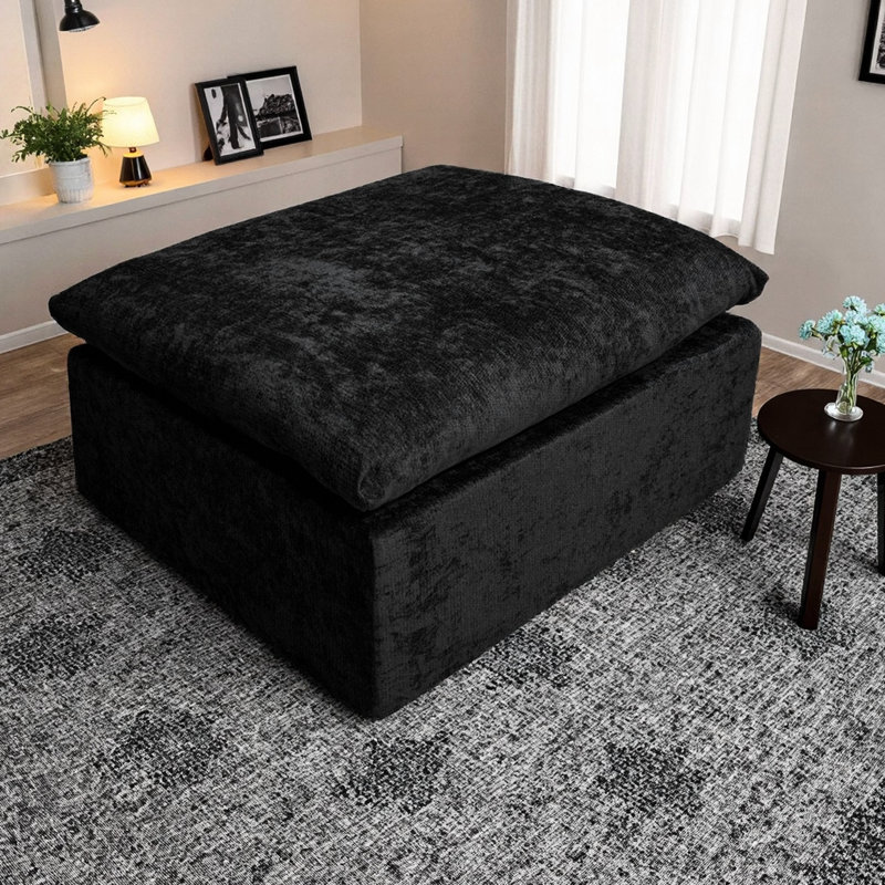 Canapé modulaire noir confortable en velours côtelé modulaire, sans assemblage pour une décoration en velours côtelé avec une chaise relaxante, élégance requise