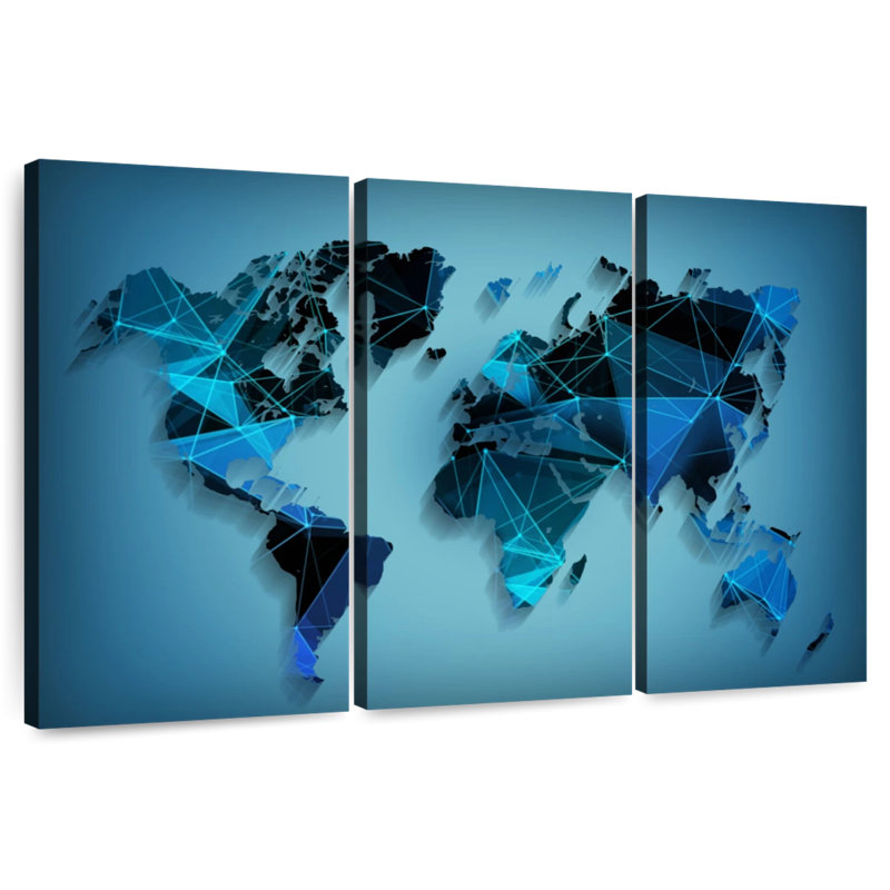 Aliaz Network Technology World Map, 20" H x 33" W