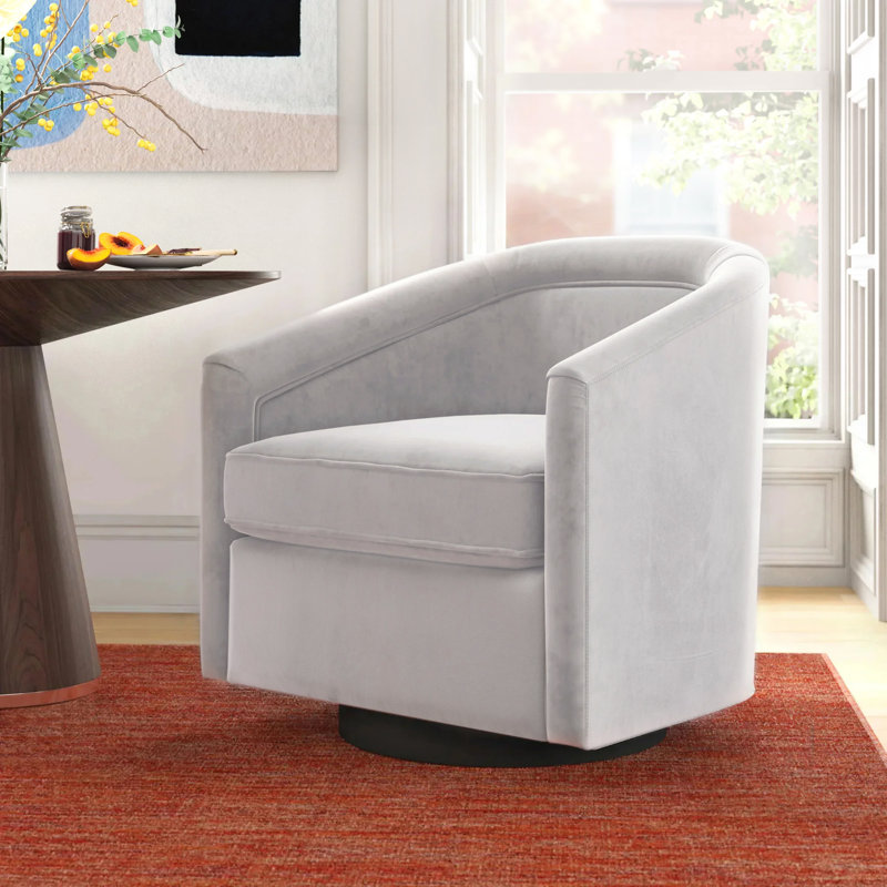 Aloisa Velvet Swivel Barrel Chair, Cream Velvet