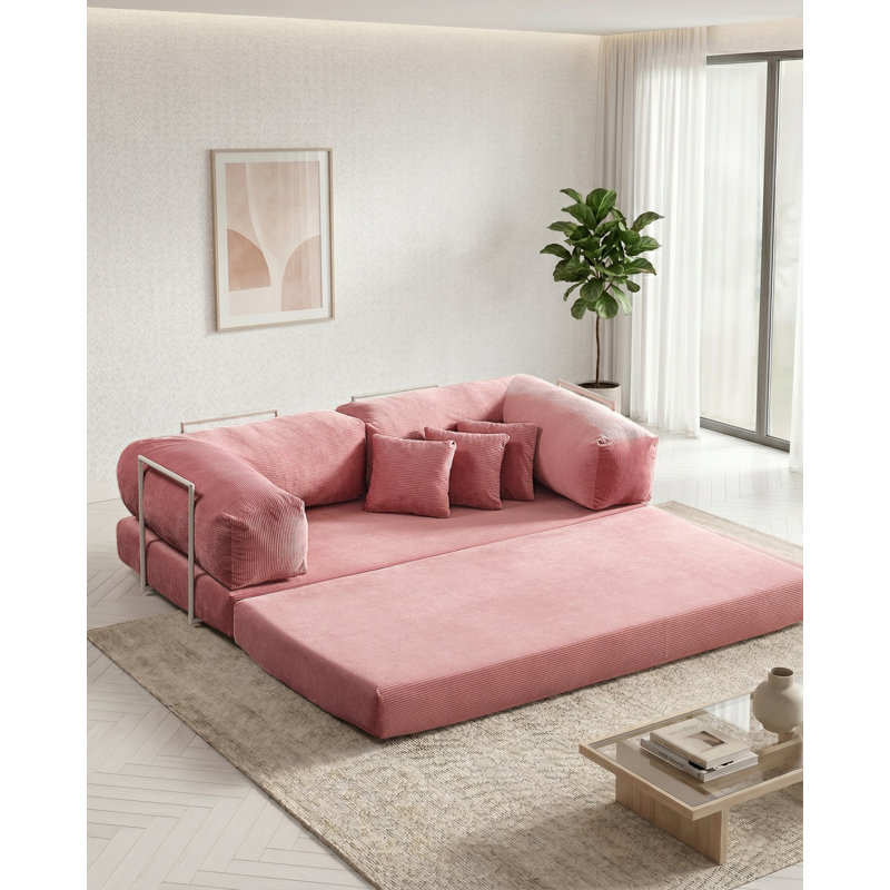 Canapé modulaire en velours Blush, Rosé