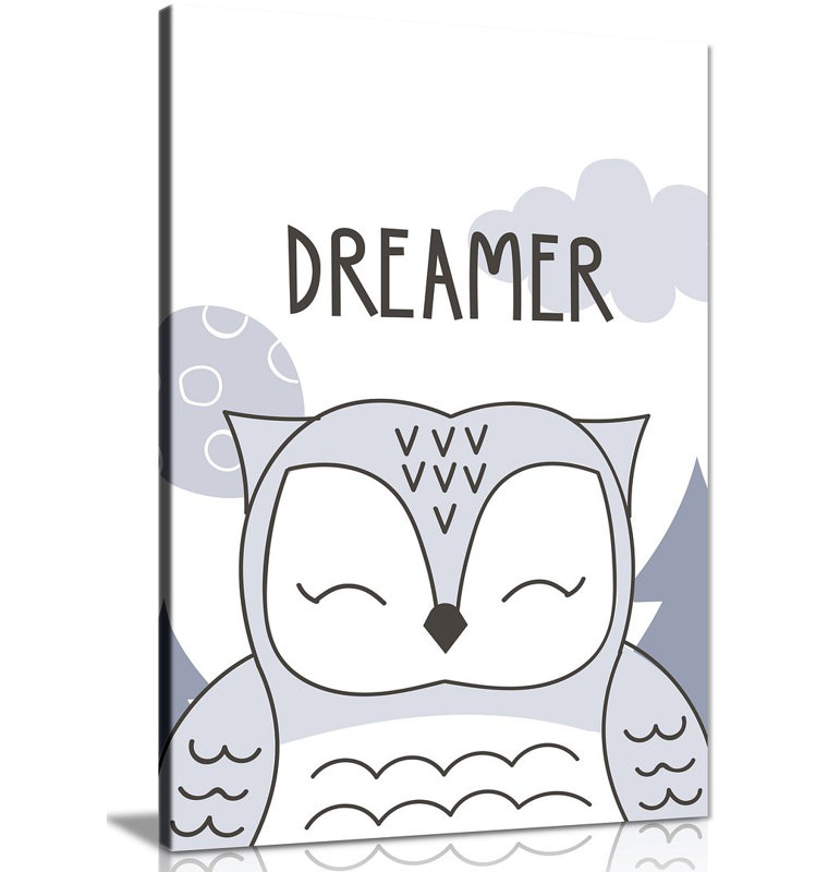 Pastel Owl Dreamer - Wrapped Canvas Print, 46cm H x 31cm W