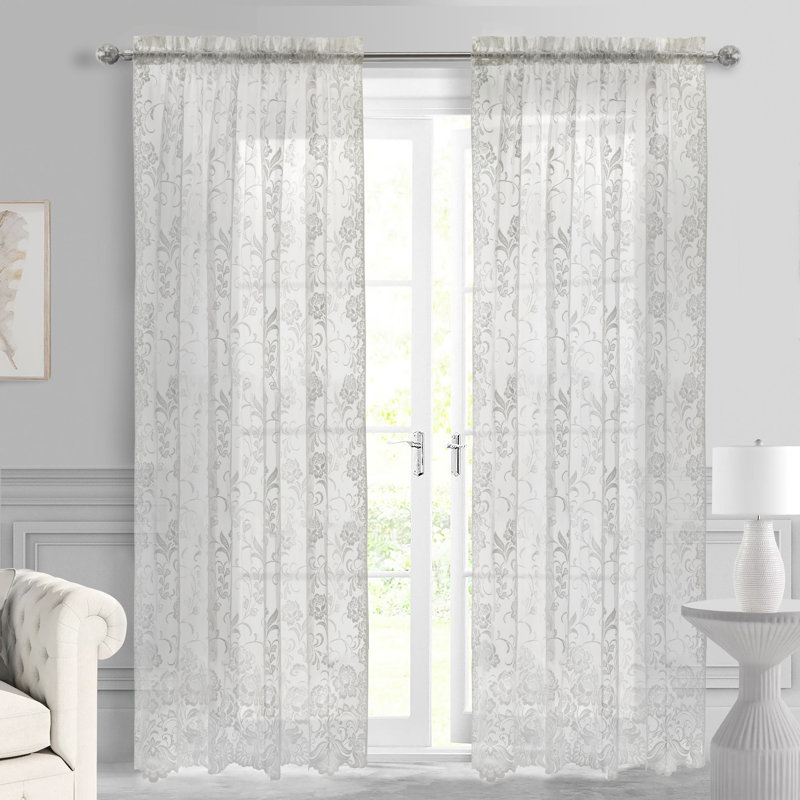 Polyester Curtain, White, 55" W x 63" L