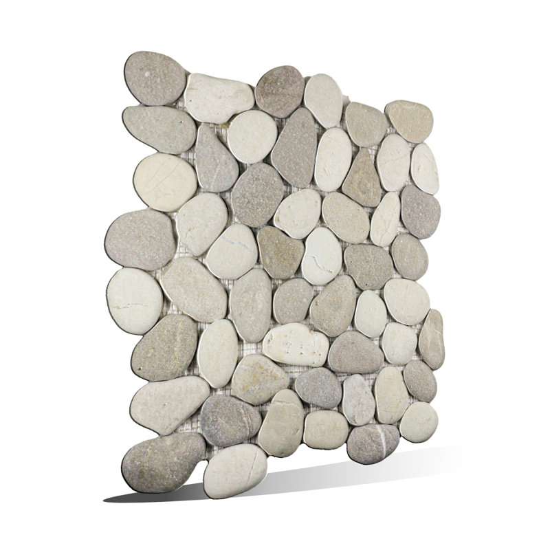 Kansas 12" x 12" Natural Stone Pebbles Mosaic Wall & Floor Tile, Seasalt