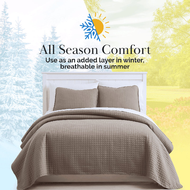 Vilano Springs ® Oversized, Light-Weight Hotel Quality Quilt Set with Matching Shams, Twin/Twin XL Quilt + 1 Standard Sham