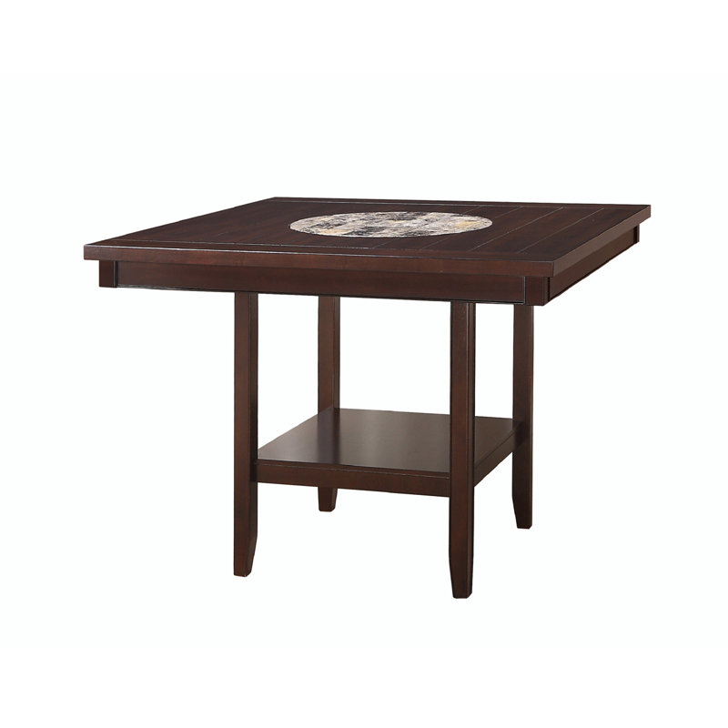 Fulton Dark Brown Wood and Marble Counter Height Dining Table