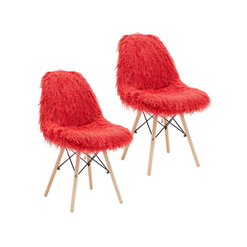 Chaise d'appoint avec pieds en hêtre, Tissu rouge
