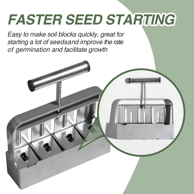 Manual Soil Blocker Set Soil Block Maker 2" Mold Seedling Feeder For Seed Stater