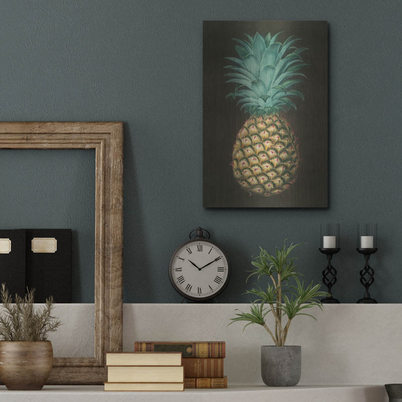 Art mural luxueux en métal «Vintage Pineapple 1» par Wild Apple, 12 po x 16 po, H 16 po x l 12 po