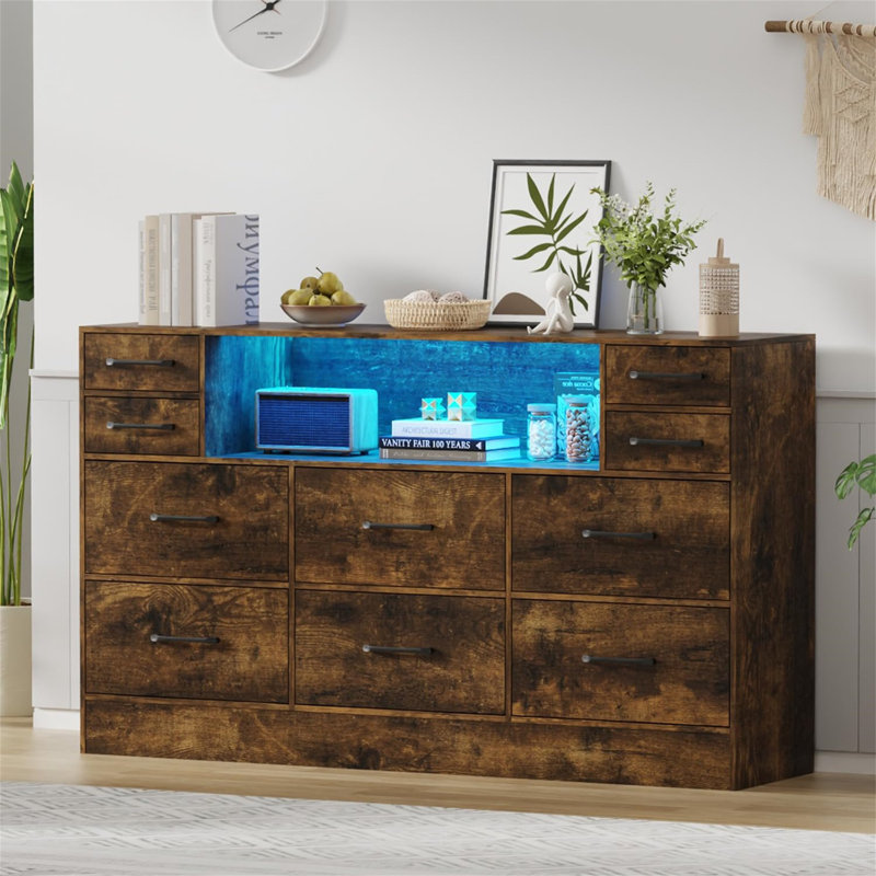 120cm W 10 - Drawer Chest of Drawers, Brown