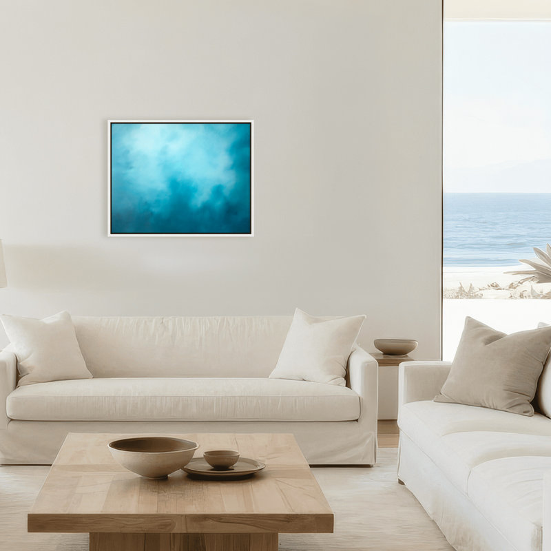 Coastal Retreat Underwater Clouds XV by  - Floater Frame Print on Canvas, 16" H x 20" W x 2.375" D, Framed Canvas, White