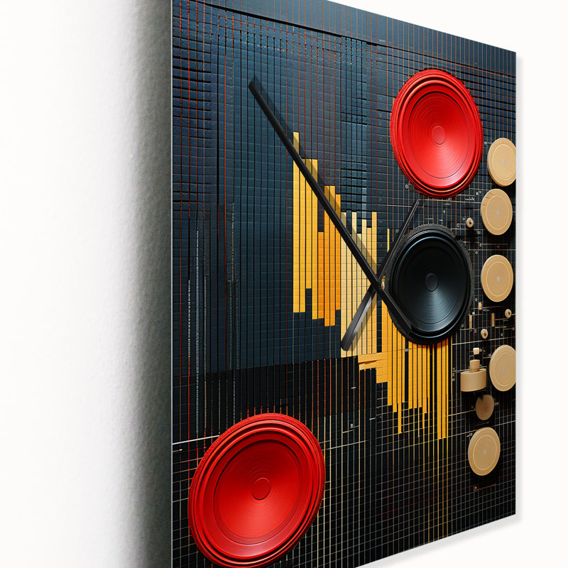 Horloge murale moderne minimaliste en rouge doré, H 32 po x l 16 po x P 1 po